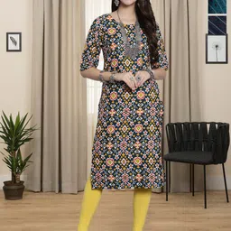 HERE&NOW Selection Of 3 Geometric Printed Round Neck Straight Kurtas-image-82
