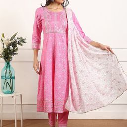 MORDEN MUSE Women Floral Printed Panelled Kurta with Trousers & With Dupatta-picture-52