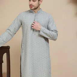 Jompers Men Geometric Embroidered Sequinned Kurta-picture-30