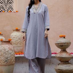 Sangria Pure Cotton Straight Kurta With Trousers-18