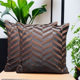 Bedbathandbliss Brown & Black Set of 5 Square Cushion Covers-image-94