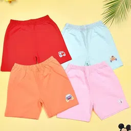 ANGAAKAR CLOTHINGS Unisex Pack of 4 Solid Regular Fit Mid-Rise Shorts-image-4