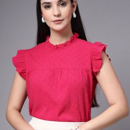 Style Quotient Women Self Design Ruffles Flutter Sleeve Top-picture-22