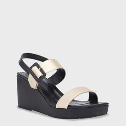 Sole To Soul Colourblocked Wedge Sandals with Buckles-46
