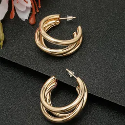 YouBella Gold-Plated Contemporary Half Hoop Earrings-24