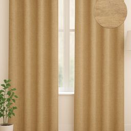 STITCHNEST Set of 1 Beige Solid 7 feet Curtain-picture-3