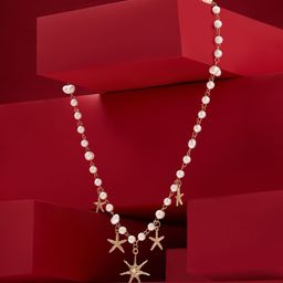 AMI Gold-Plated Starfish Charms Pearls Beaded Necklace-image-88