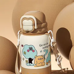 Little Surprise Box LLP Kids Beige Happy Cartoon Stainless Steel Water Bottle-500 ml-26