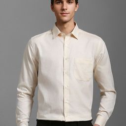 Louis Philippe Men Spread Collar Textured Cotton Slim Fit Formal Shirt-image-59