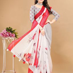 Anouk Ethnic Motifs Zari Linen Blend Saree image 2