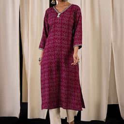 Anouk Bandhani Printed Straight Kurta-image-71
