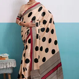 TIRA Polka Dot Printed Tussar Saree-picture-3