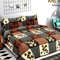 Aura Abstract Printed 144 TC King Double Bedsheet with 2 Pillow Covers-4