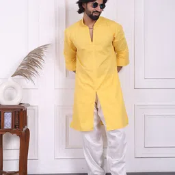 MIDAV Mandarin Collar Cuffed Sleeves Cotton Straight kurta-picture-15