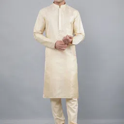 Manish Creations Floral Woven Design Mandarin Collar Jacquard Straight Kurta With Churidar-picture-15