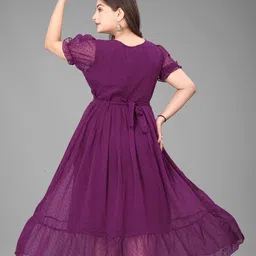 KRISHTI CREATION Print Puff Sleeve Georgette Fit & Flare Maxi Dress image 2