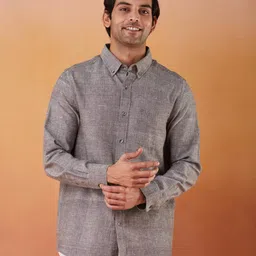 Fabindia Men Relaxed Fit Button-Down Collar Solid Cotton Casual Shirt-image-75