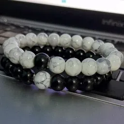 Divine souvenirs Unisex Set Of 2 Artificial Beaded Elasticated Bracelets image 2