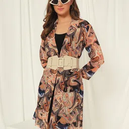 TANDUL Abstract Printed Open Front Shrug image 3