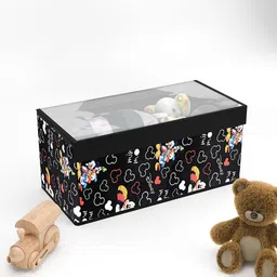 Kuber Industries Black & White 2 Pieces Printed Drawer Organisers With Transparen Lid image 2