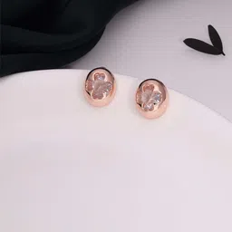 Brado Jewellery Rose Gold-Plated Artificial Stones Studded Oval Shaped Studs-47