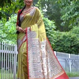 Pandadi Saree Printed Tussar Saree With Unstitched Blouse Piece image 2