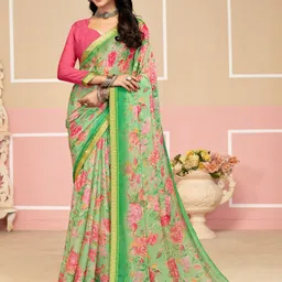 DIVASTRI Floral Poly Chiffon Saree-image-61