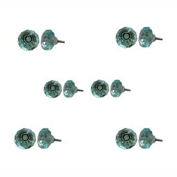 Indianshelf 6Pcs Turquoise Blue Textured Glass Diamond Knobs-28
