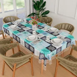Aura Green Geometric Printed Rectangular Shaped Waterproof 6-Seater Table Cover-13
