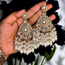 Anouk Gold-Plated Artificial Stones and Beads Contemporary Shaped Chandbalis image 5