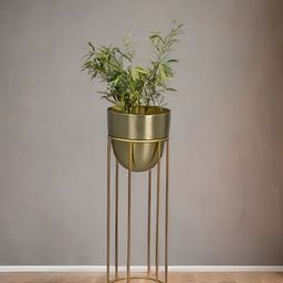 Royaloak Brown Metal Floor Planter With Stand-image-30