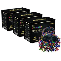 ASIDEA Multicoloured Set Of 3 Rice Shape Synthetic String Lights - 25 Meter Each-picture-41