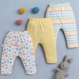 BUMZEE Infant Girls Pack Of 3 Printed Cotton Leggings-image-63