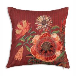 ONSETHOMES jashn Red and Beige Embroidered Cotton Square Cushion Cover-image-36