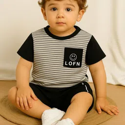 BAESD Unisex Kids Striped T-shirt with Shorts-image-70