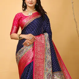 KALINI Ethnic Motifs Zari Sungudi Saree-picture-33
