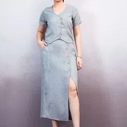 Athena Immutable Linen V-Neck Top With Trousers Co-Ords-image-72