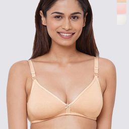 Inner Sense Pack Of 3 Organic Cotton Antimicrobial Non Padded Full Coverage Maternity Bra-image-10