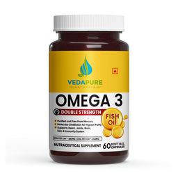 VEDAPURE Omega-3 Fish Oil Double Strength 1000mg- 60 Softgel Capsules-9