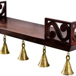 wooden wall temple with bells Wooden Wall Shelf (Number of Shelves - 1, Brown) Wooden Wall Shelf-11