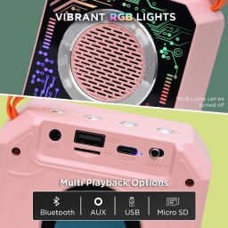 Monrix 7W HD Audio Bluetooth Speaker, Dynamic Disco Speaker RGB Lights, TWS Pairing, 7 W Bluetooth Party Speaker image 4