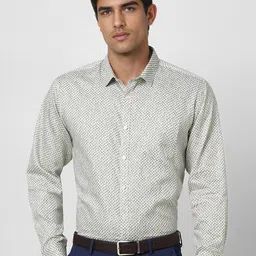 V Dot Men Slim Fit Spread Collar Geometric Printed Cotton Casual Shirt-image-26