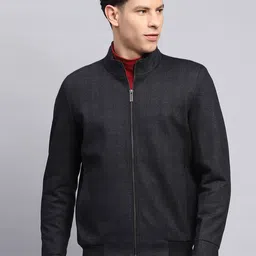 Monte Carlo Men Mock Collar Checked Casual Bomber Jacket-6