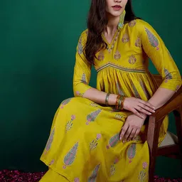 Sangria Embroidered A-Line Kurta & Trouser Set-picture-34