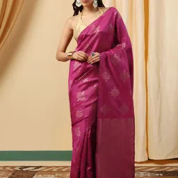 INDIOTSAV Woven Design Zari Silk Blend Banarasi Saree-image-94