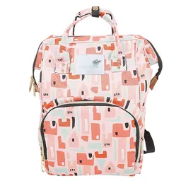 Baby Moo Peach Abstract Printed Diaper Bag-16
