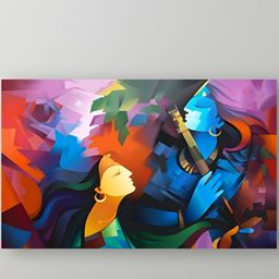 Tushaco Handicrafts Green & Blue 1 Piece Canvas Religious Wall Paintings-image-86
