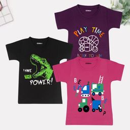 Billion Boys Pack of 3 Bio Finish Graphic Printed Round Neck Cotton T-shirts-image-90
