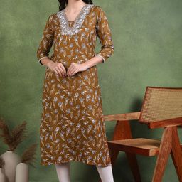 DSK STUDIO Floral Yoke Design Thread Work Straight Kurta-image-93