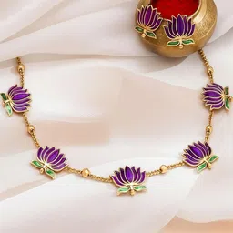 MANSIYAORANGE 18K Gold-Plated Lotus Shaped Necklace With Earrings-picture-0